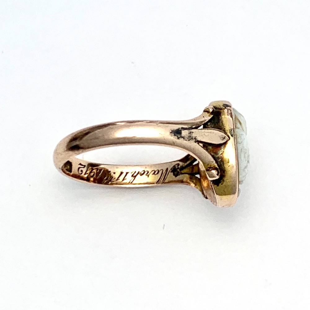 Edwardian Rose Gold Warrior Cameo Ring View IX