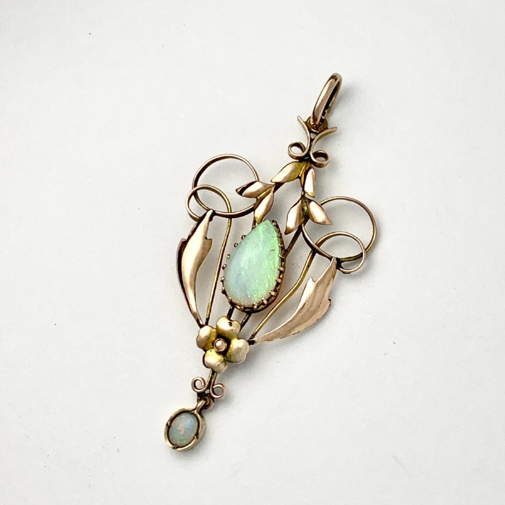 Edwardian 9CT Rose Gold Opal Pendant View II