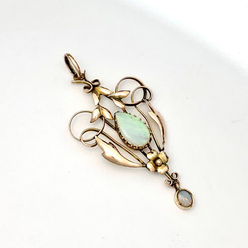 Edwardian 9CT Rose Gold Opal Pendant View III