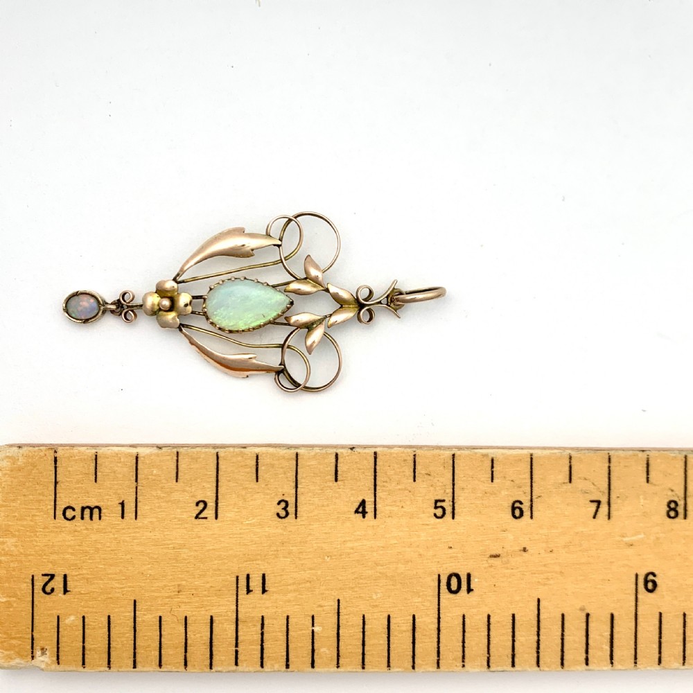 Edwardian 9CT Rose Gold Opal Pendant View IV