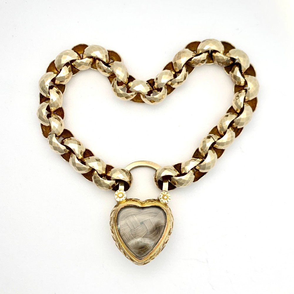 Victorian 15CT Gold Mourning Bracelet with Garnet and Turquoise Padlock  View IV