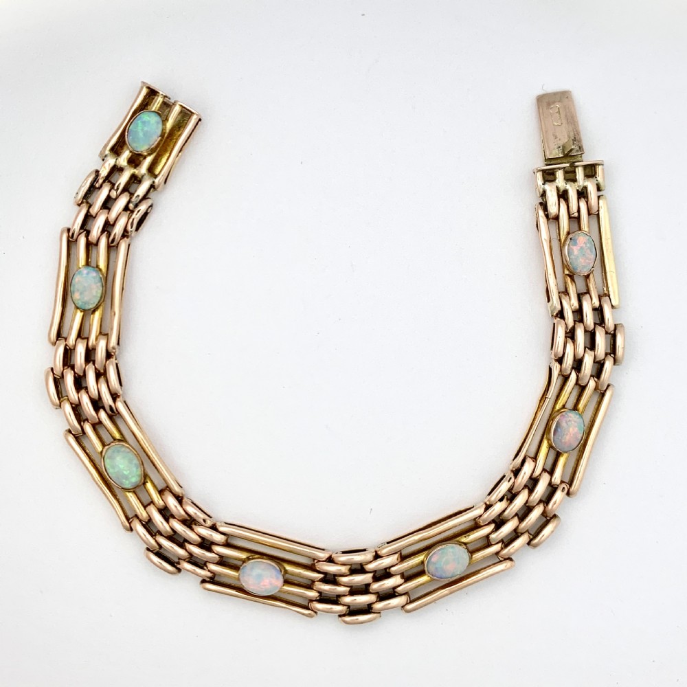 Edwardian 9CT Rose Gold Opal Gate Bracelet View III