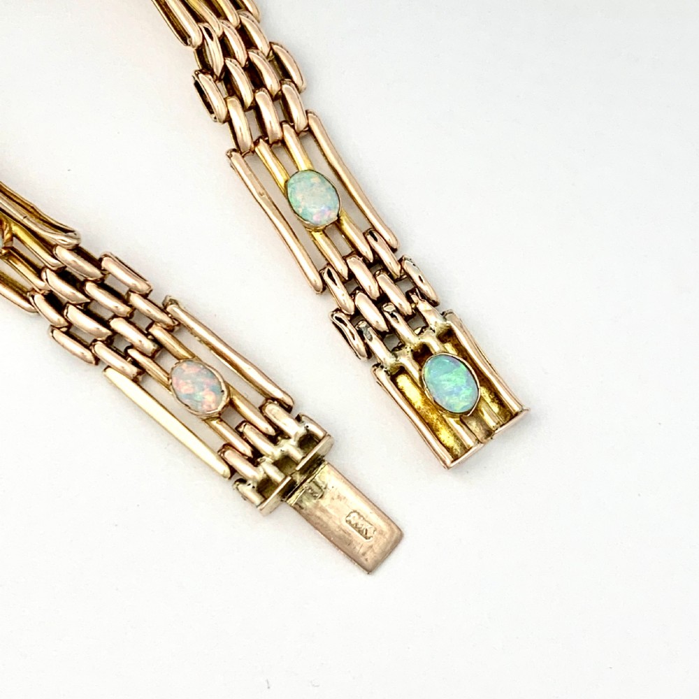 Edwardian 9CT Rose Gold Opal Gate Bracelet View IV