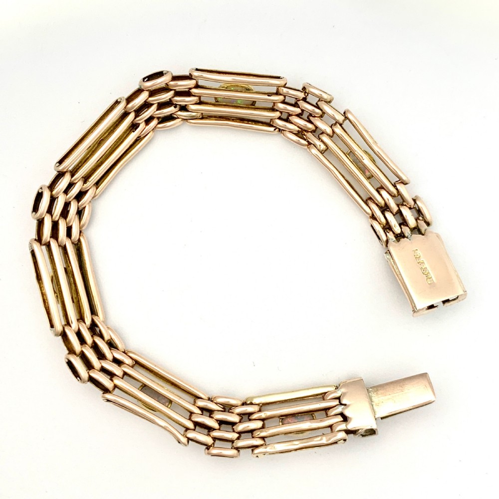 Edwardian 9CT Rose Gold Opal Gate Bracelet View V