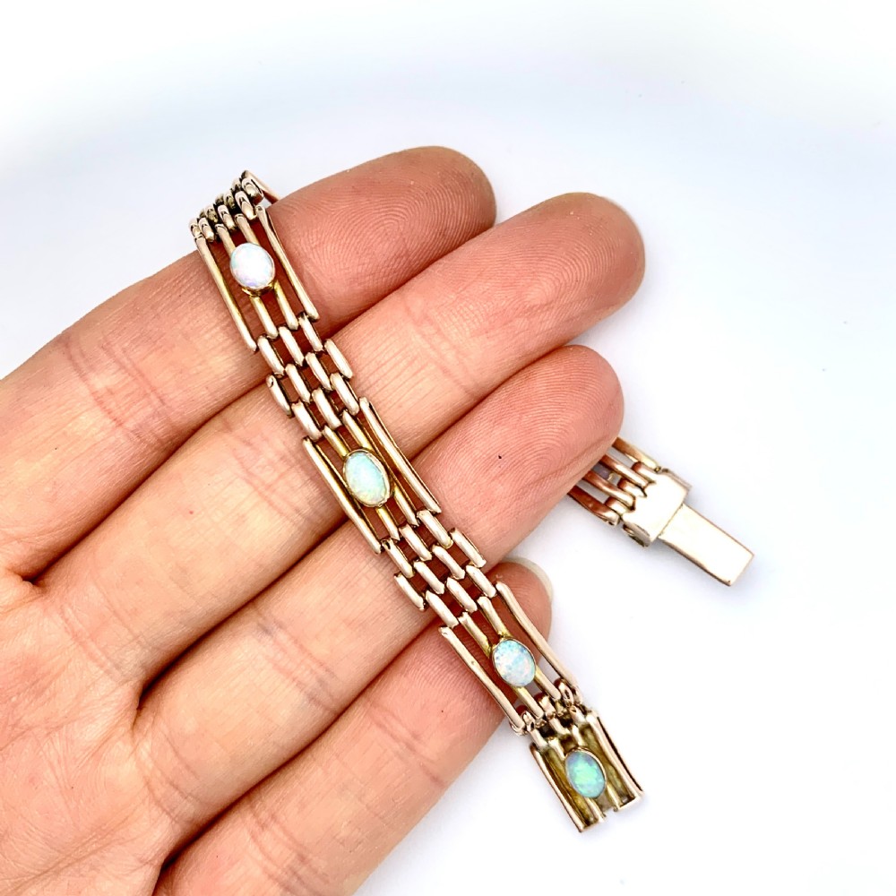 Edwardian 9CT Rose Gold Opal Gate Bracelet View VI