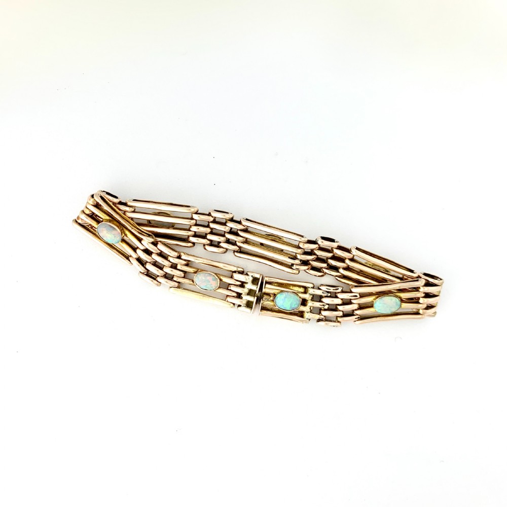 Edwardian 9CT Rose Gold Opal Gate Bracelet View VIII