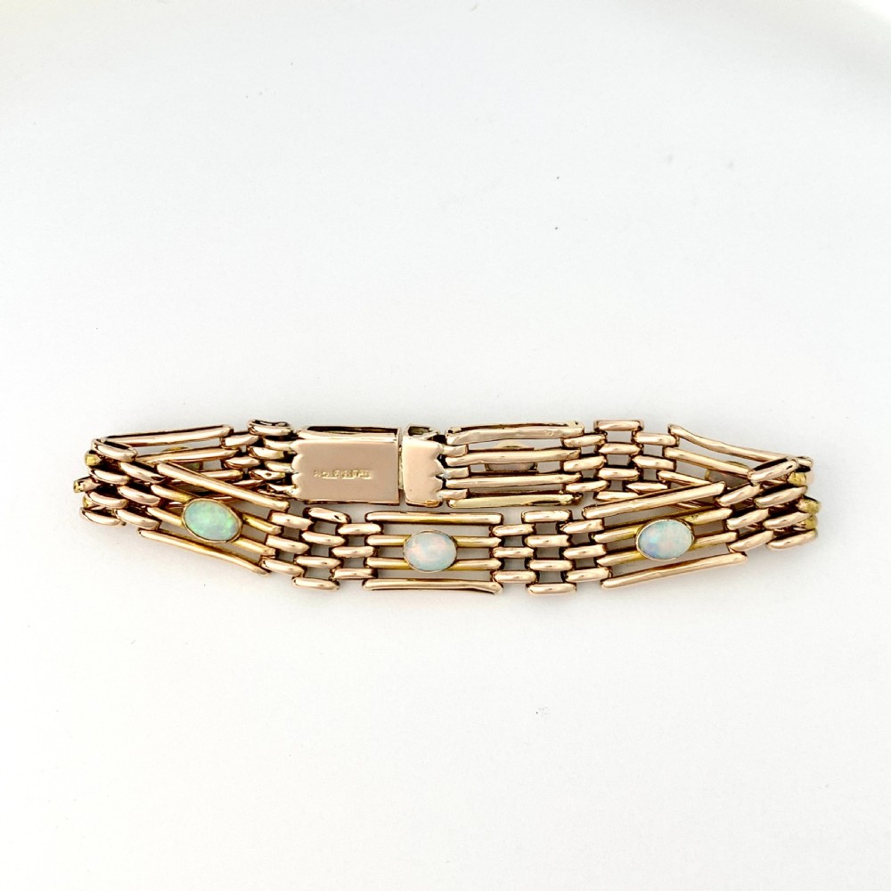 Edwardian 9CT Rose Gold Opal Gate Bracelet View IX