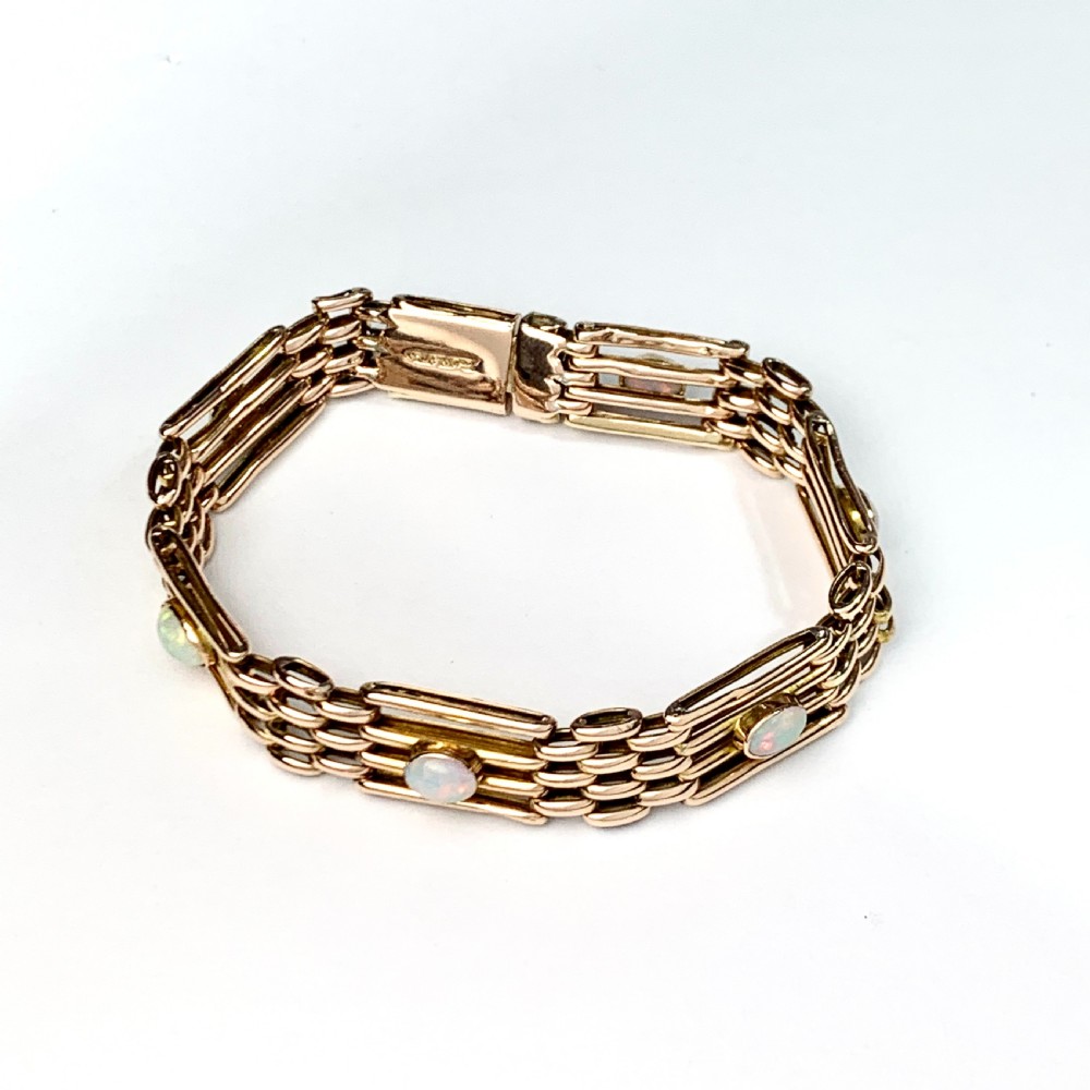 Edwardian 9CT Rose Gold Opal Gate Bracelet View X