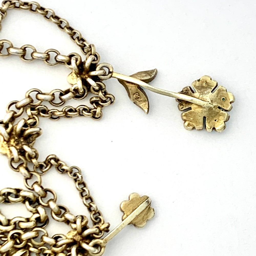 RESERVED Victorian Turquoise Festoon Necklace in Silver Gilt View V