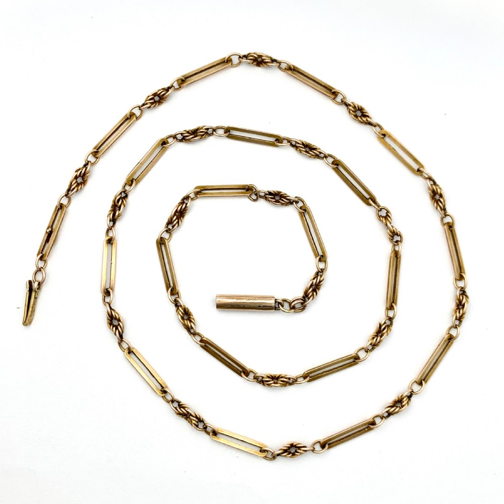 Edwardian 9CT Gold Fancy Paperclip/Prince of Wales Chain Necklace 