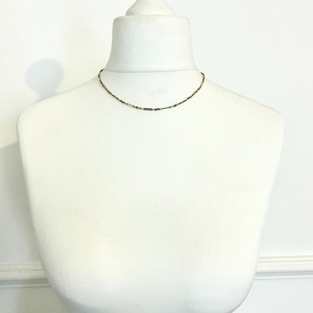 Edwardian 9CT Gold Fancy Paperclip/Prince of Wales Chain Necklace  View VII