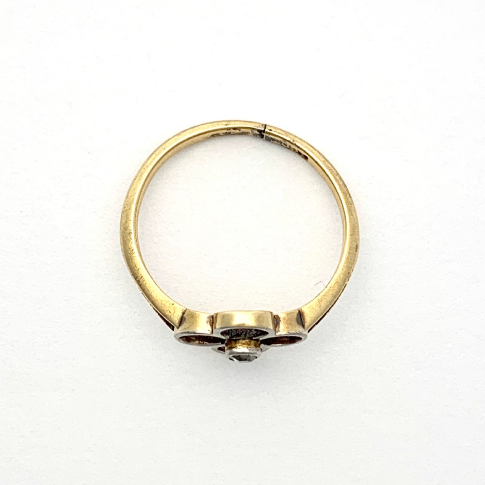 Art Deco 18CT Gold Diamond Solitaire Flower Ring View III