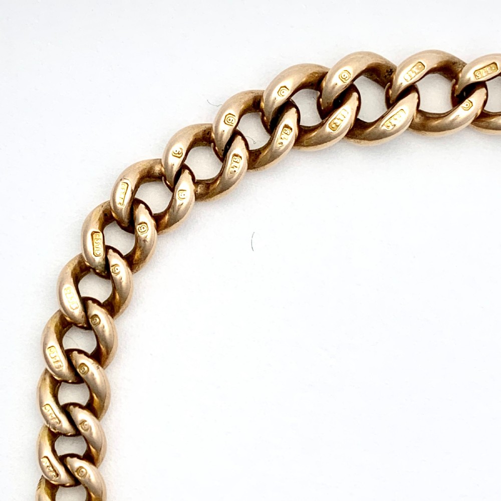 Victorian 9CT Rose Gold Curb Chain Bracelet with Dog Clip View II