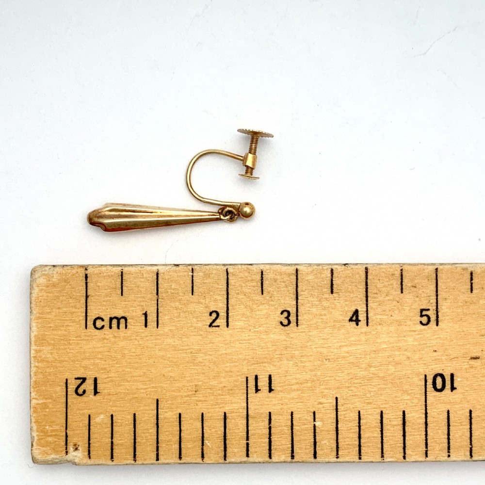 Victorian 9CT Gold Torpedo Drop Screw Back Earrings View III