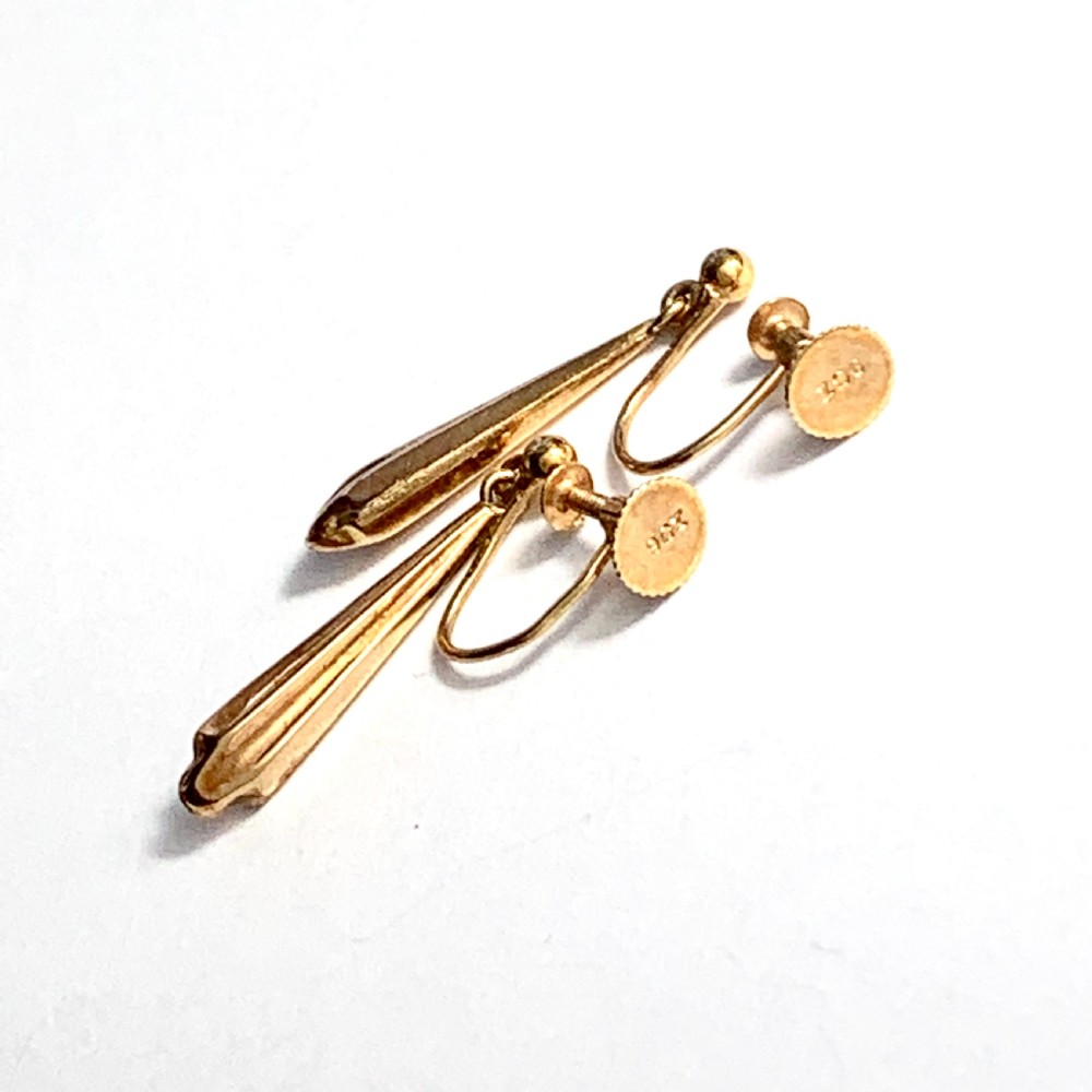 Victorian 9CT Gold Torpedo Drop Screw Back Earrings View IV