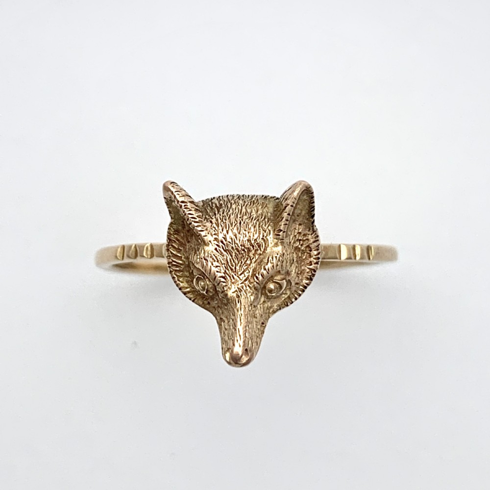 Victorian Fox Head 9CT Rose Gold Ring View IV