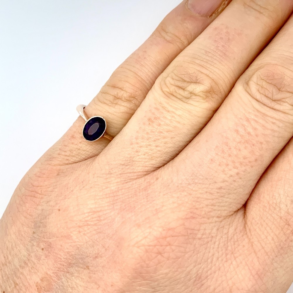 Antique Amethyst Solitaire Ring in 9CT Gold  View II