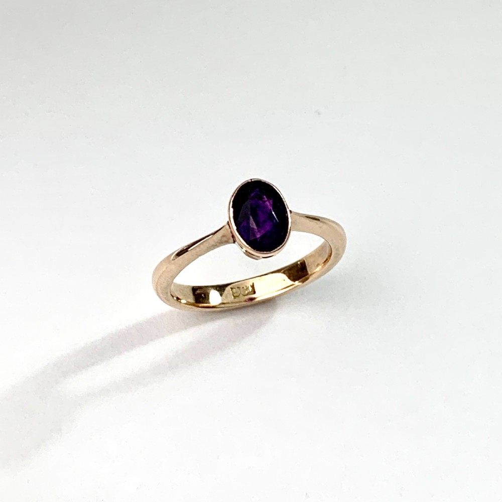 Antique Amethyst Solitaire Ring in 9CT Gold  View VII