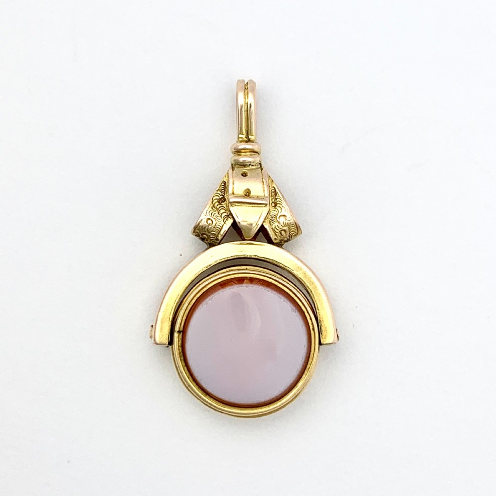 Victorian 10CT Gold Bloodstone and Sardonyx Buckle Swivel Fob Pendant View VII