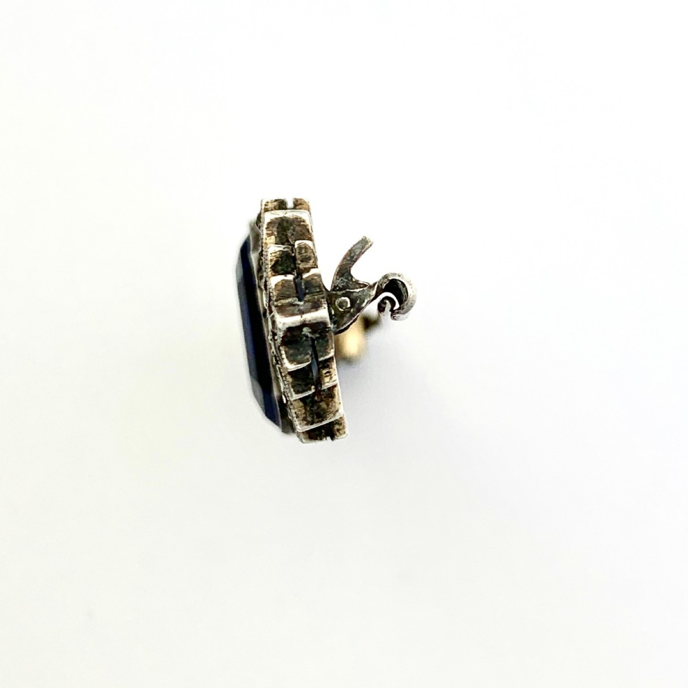 Art Deco Sterling Silver Sapphire Paste Brooch  View IV