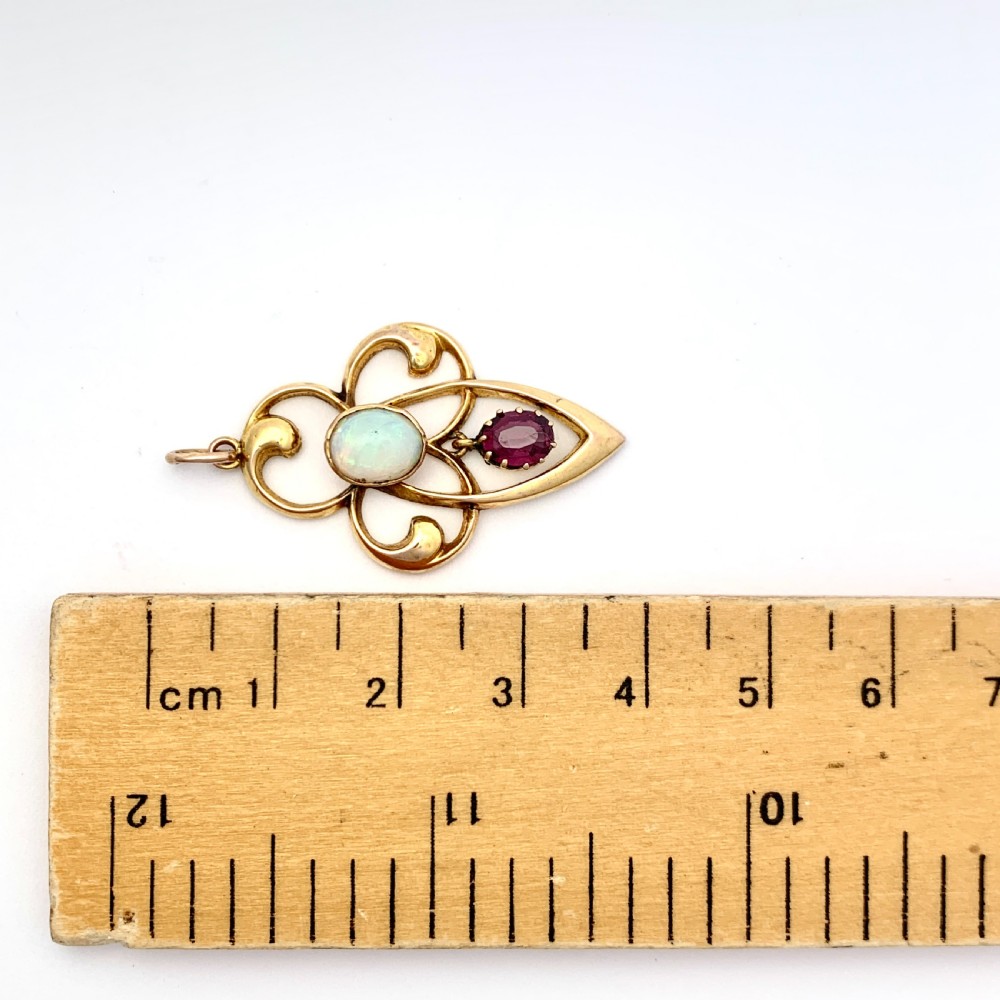 Edwardian Art Nouveau Opal 9CT Gold Pendant View II