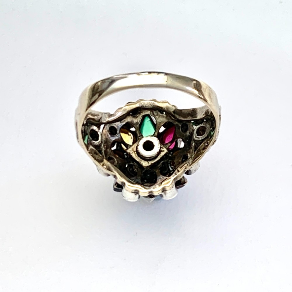 Vintage Thai Princess Gemstone Ring in 14CT Gold and Silver  View IV