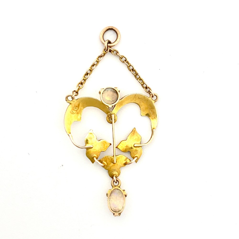 Edwardian 9CT Gold Opal and Pearl Lavalier Chain Pendant View IV