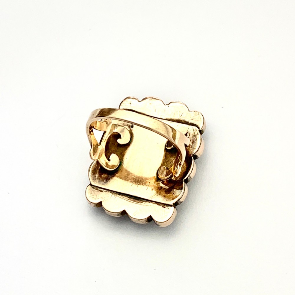 Huge Georgian Rose Gold Flat and Cabochon Garnet Ring View II