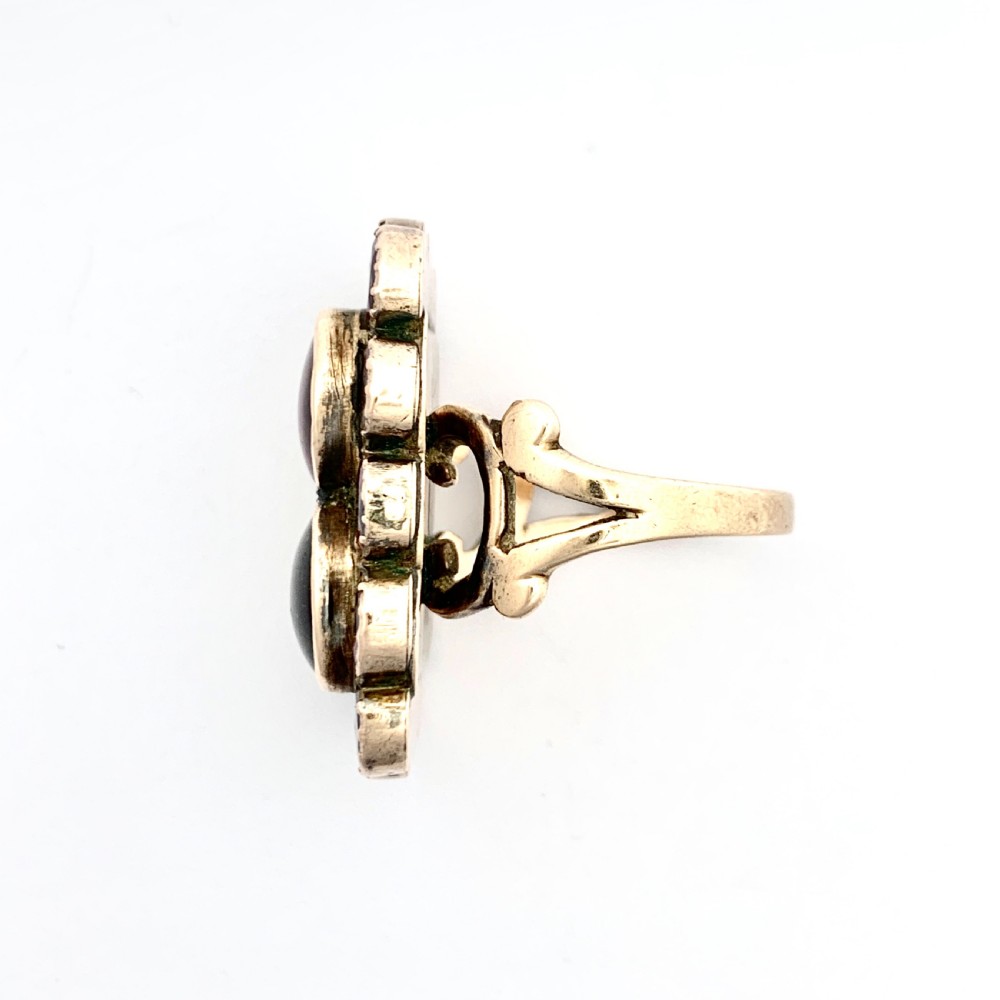 Huge Georgian Rose Gold Flat and Cabochon Garnet Ring View III