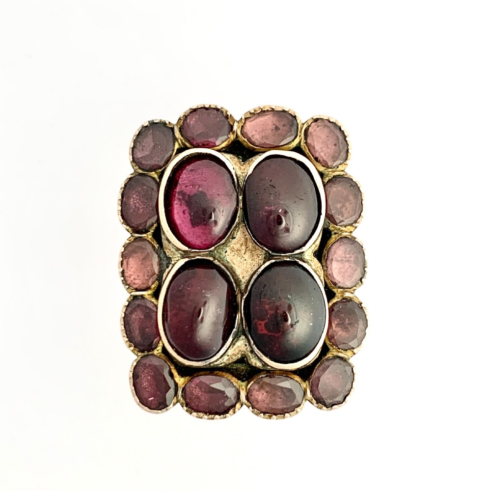 Huge Georgian Rose Gold Flat and Cabochon Garnet Ring View V
