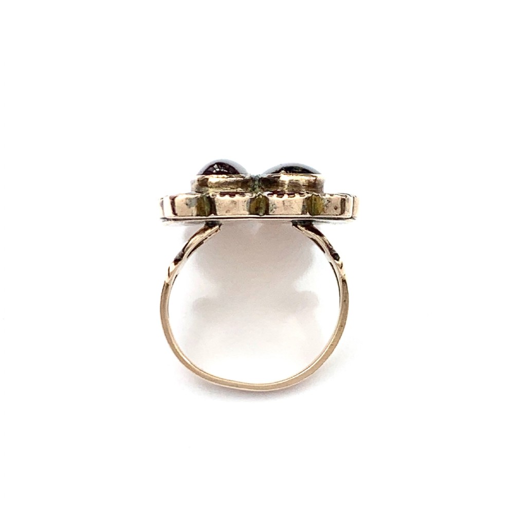 Huge Georgian Rose Gold Flat and Cabochon Garnet Ring View VI
