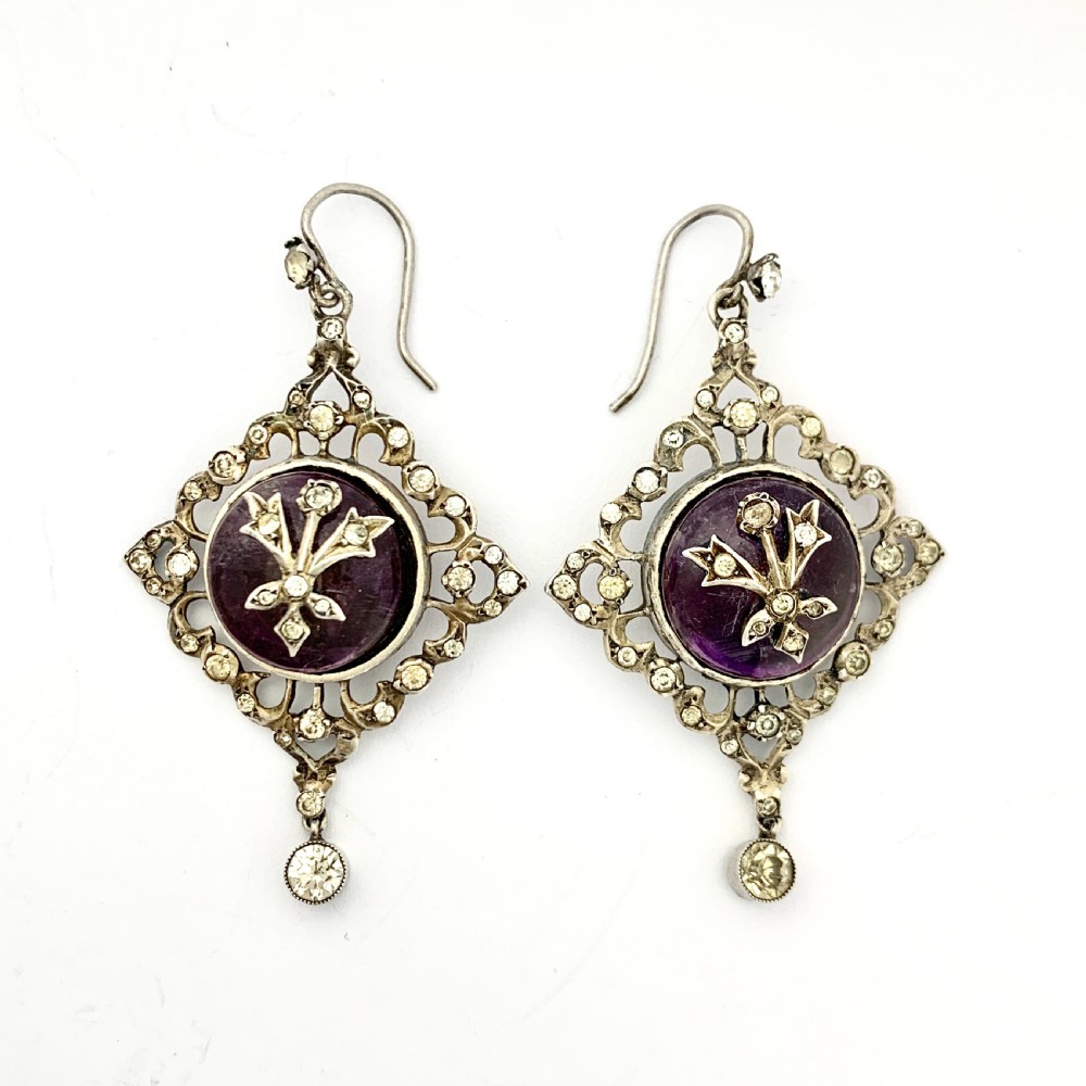 Large Georgian Amethyst Dome Chandelier Earrings
