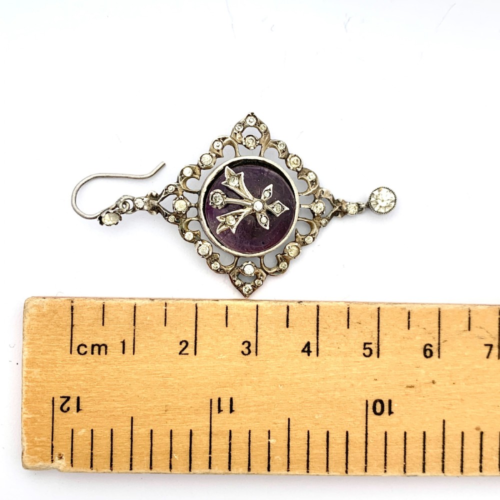 Large Georgian Amethyst Dome Chandelier Earrings View III
