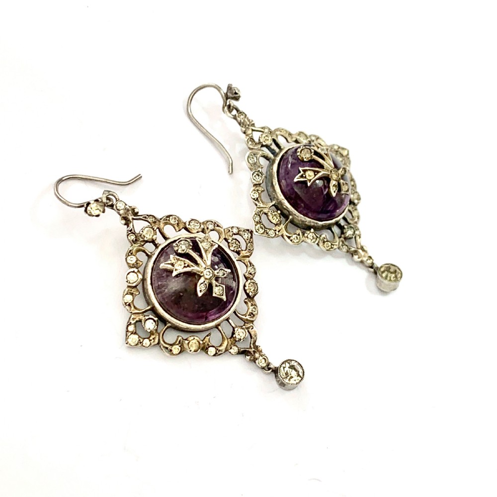 Large Georgian Amethyst Dome Chandelier Earrings View IV