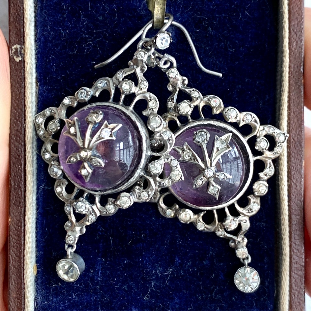 Large Georgian Amethyst Dome Chandelier Earrings View VI
