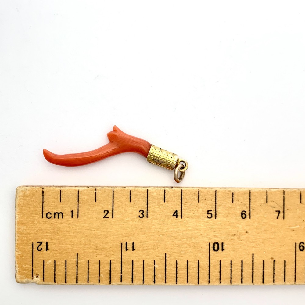 Victorian 15CT Gold Coral Branch Pendant View IV