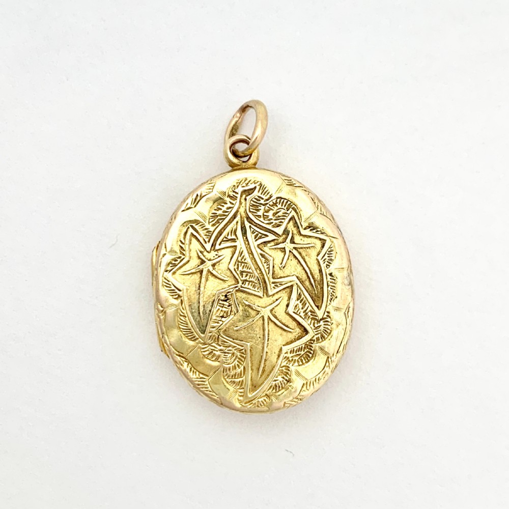  Victorian 15CT Gold Ivy Locket Pendant