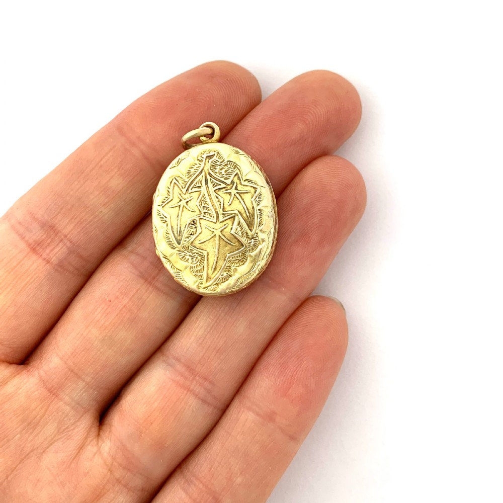  Victorian 15CT Gold Ivy Locket Pendant View VII