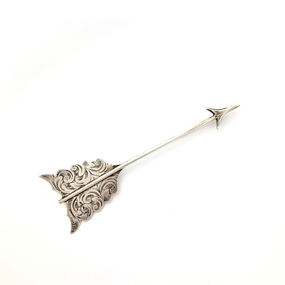 Large Victorian Silver Arrow Pin Brooch • Aesthetic Period 