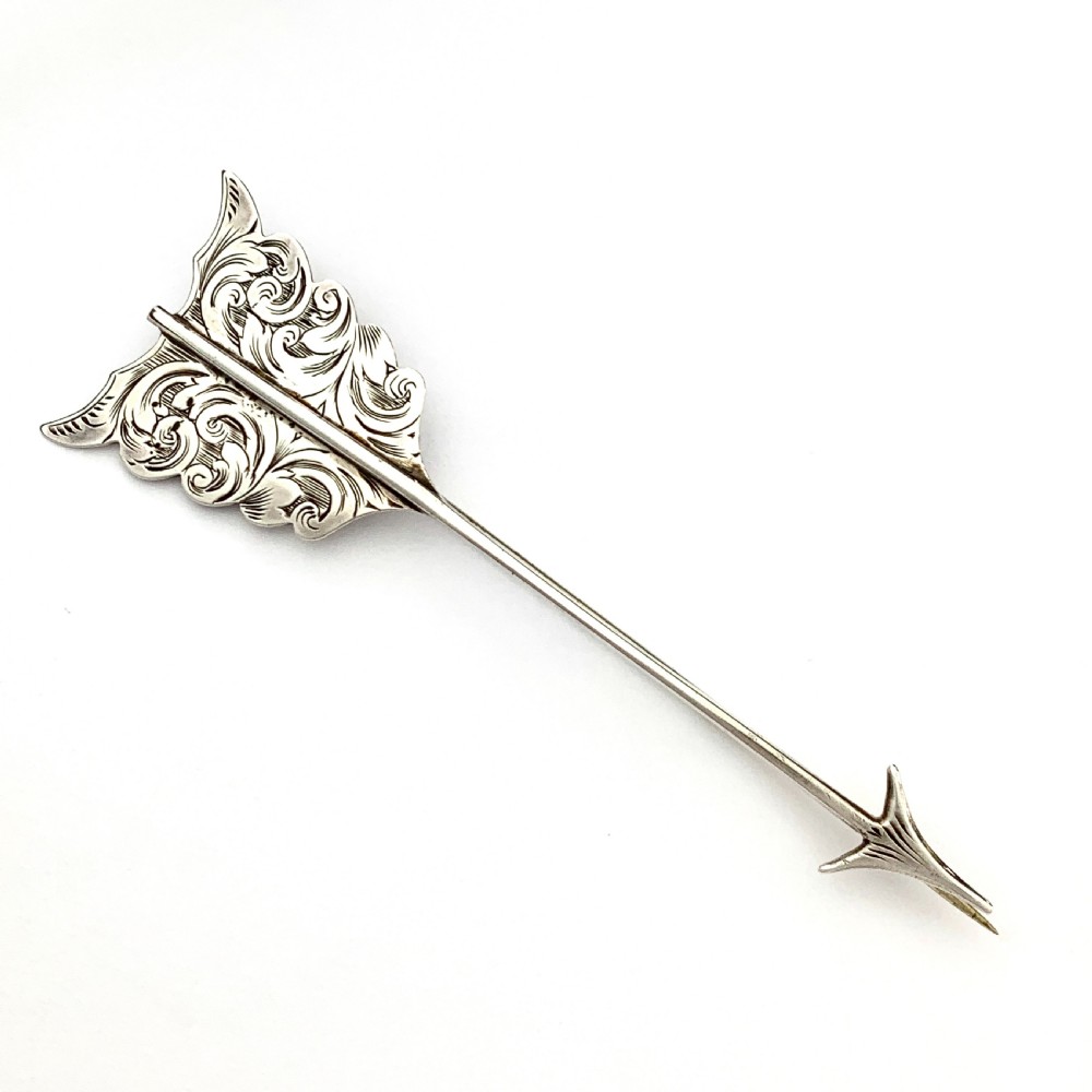 Large Victorian Silver Arrow Pin Brooch • Aesthetic Period  View IV