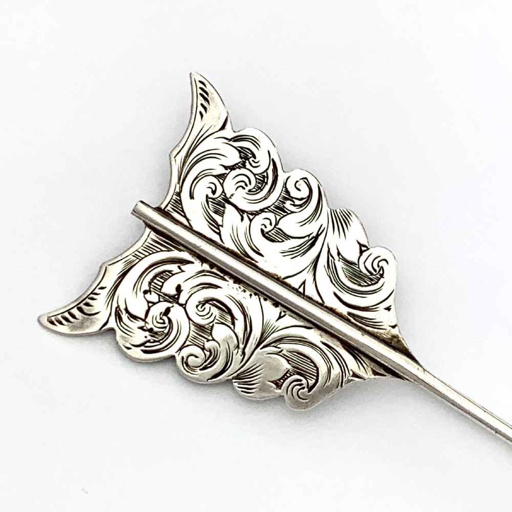 Large Victorian Silver Arrow Pin Brooch • Aesthetic Period  View V