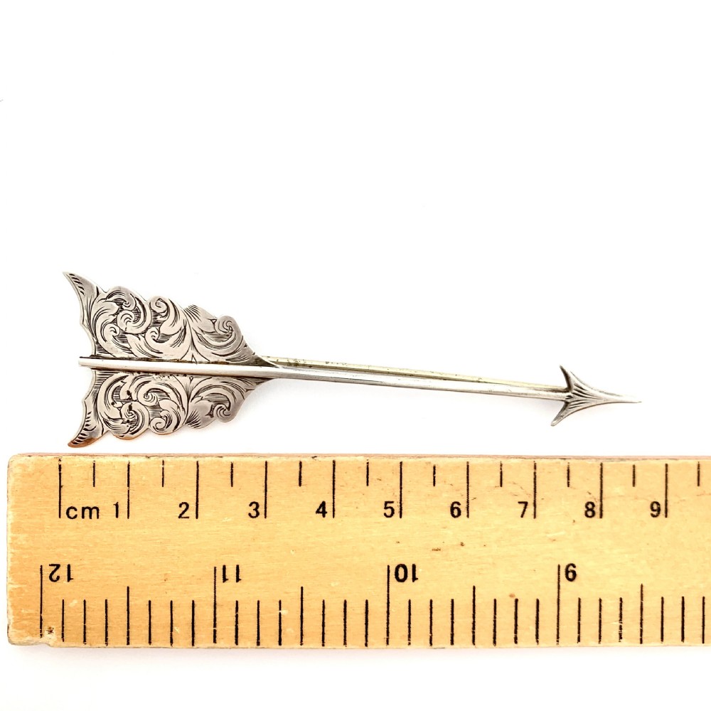 Large Victorian Silver Arrow Pin Brooch • Aesthetic Period  View VI