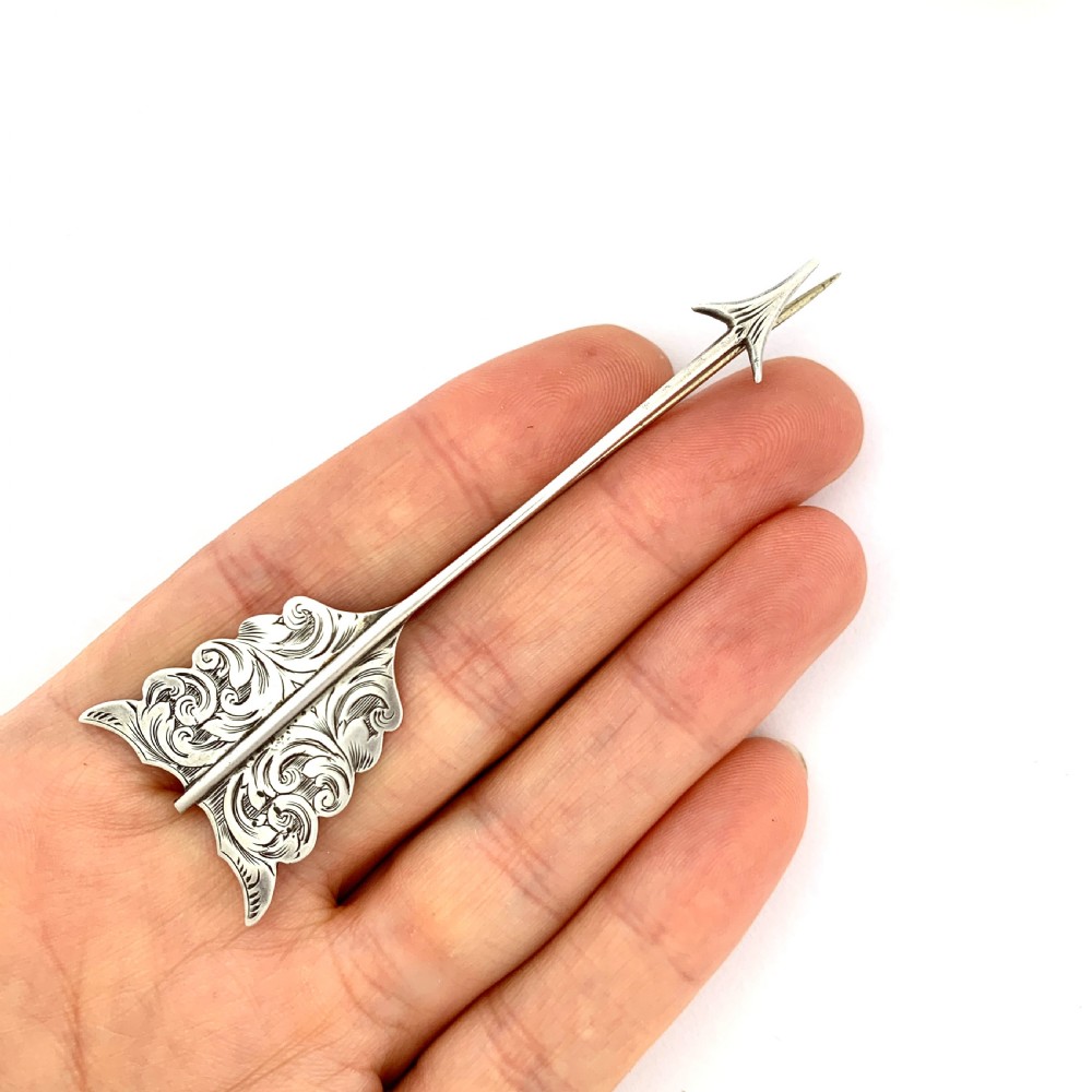 Large Victorian Silver Arrow Pin Brooch • Aesthetic Period  View VII