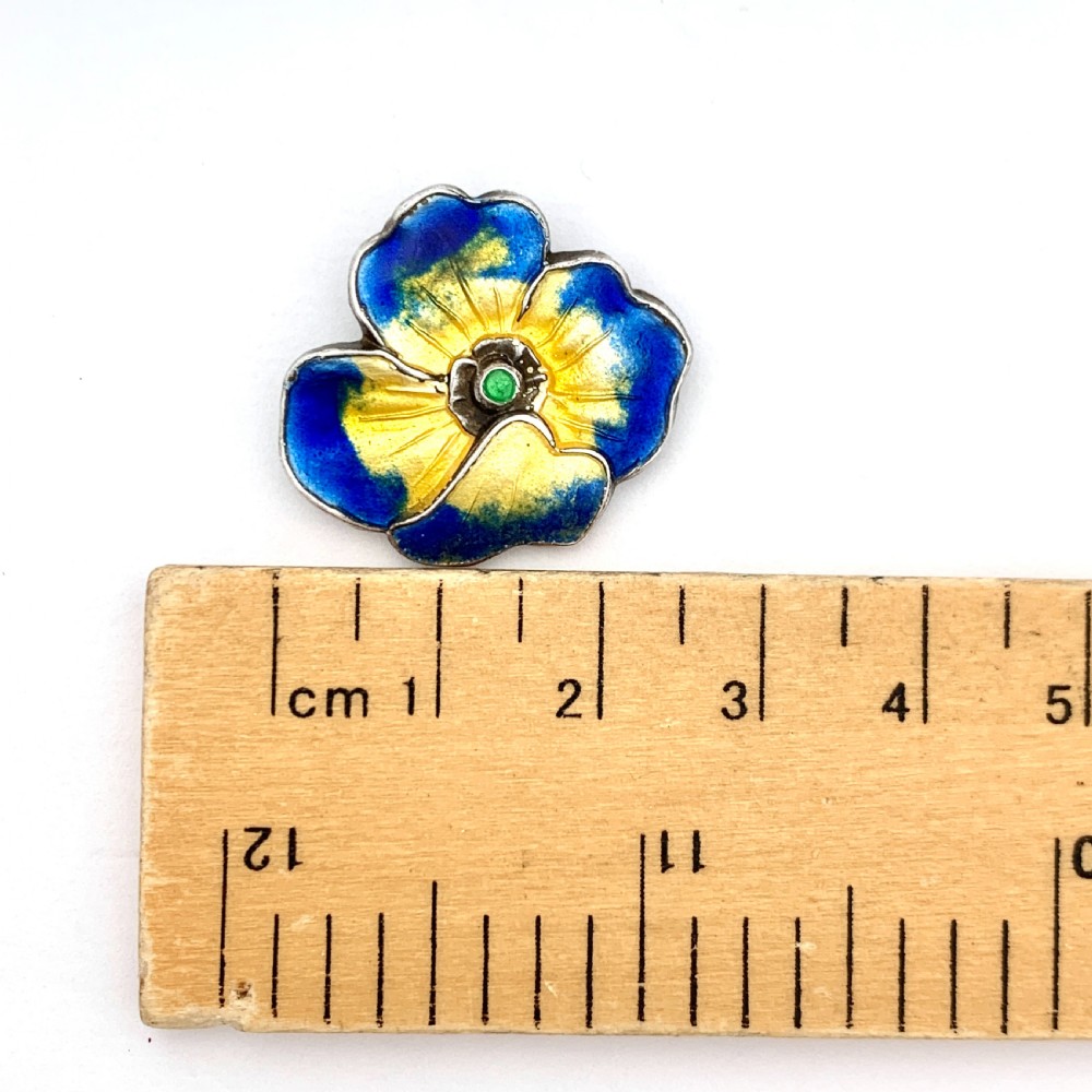 Vintage Enamel Silver Flower Ear Clips  View III