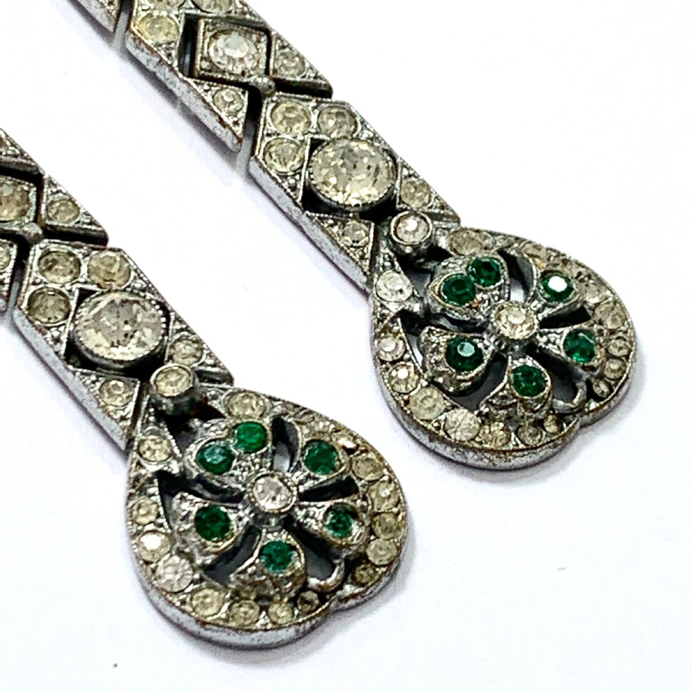 Art Deco Very Long Old Cut Paste Earrings View III