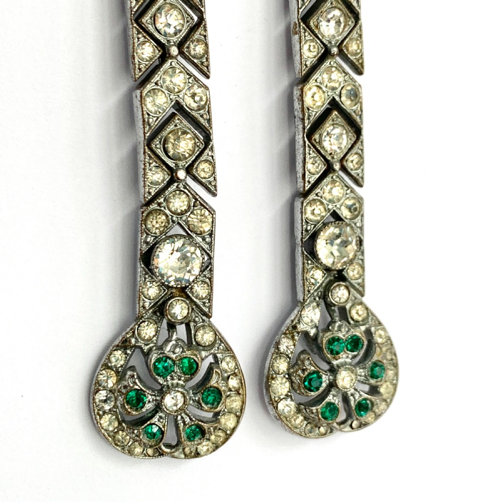 Art Deco Very Long Old Cut Paste Earrings View VII