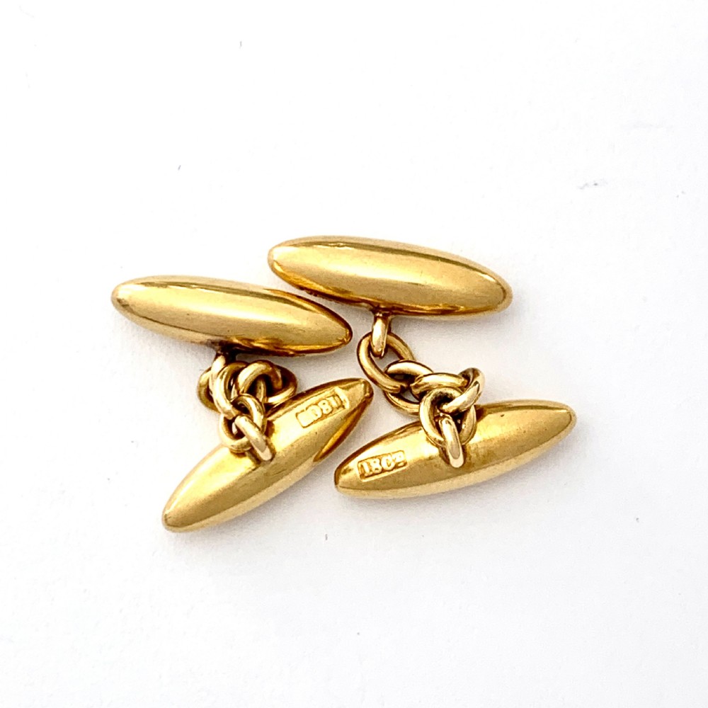 Victorian 18CT Gold Chain Link Torpedo Cufflinks  View V