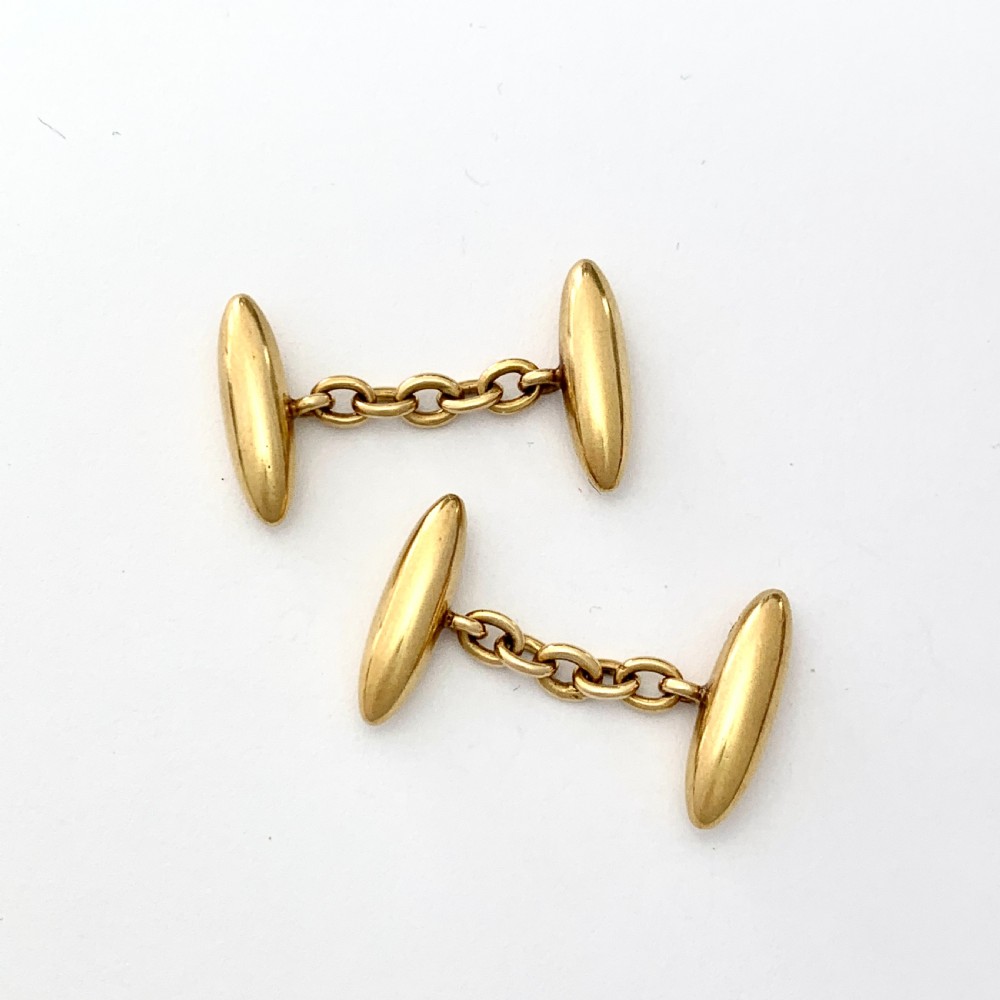 Victorian 18CT Gold Chain Link Torpedo Cufflinks  View VII