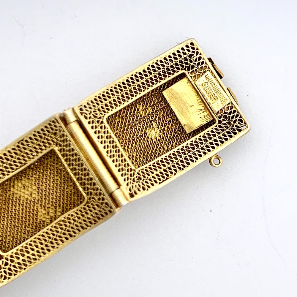 RESERVED for NC • Chinese Late Art Deco Amethyst Silver Gilt Filigree Bracelet View IV