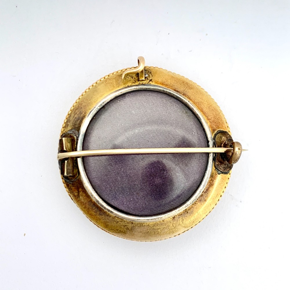 Victorian 15CT Gold Turquoise and Pearl Locket Brooch Pendant View V